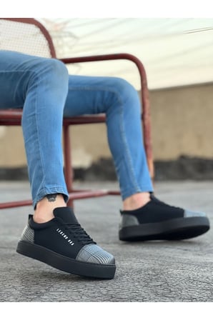 Xramburada 104 Bağcıklı Siyah Ekose Süet Siyah Taban Spor Klasik Erkek Ayakkabı