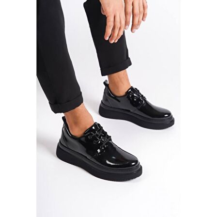 Xramburada Siyah Rugan Siyah Taban Bağcıklı Günlük Erkek Ayakkabı