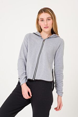 Barbora Günlük Fermuarlı Kapüşonlu Kadın Ceket 1203gri8