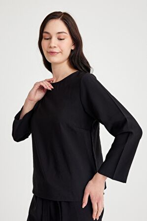 Barbora Keten Günlük Rahat Beli Kemerli Kadın İkili Takım Alt Üst LN01siyahi1