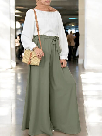 Yazlık Keten Kemerli Şalvar Pantolon