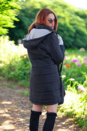 Kışlık Su Geçirmez Eldiven Detaylı Uzun Şişme Mont