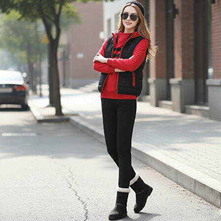 Sevgili Kombini Kışlık Şık Kadın Üçlü Eşofman Takımı