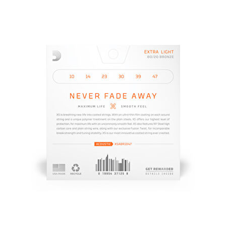 DADDARIO XSABR1047 AKUSTİK GİTAR TEL SETİ, 10-47, EXTRA LIGHT