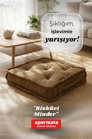 XPERMATE Bisküvi Minder Petek Önü Palet Üstü Minderi Fransız Minder Bank ve Bahçe Minderi 55x55x14 cm Kahverengi