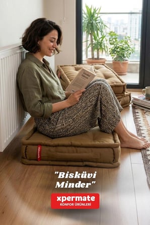 XPERMATE Bisküvi Minder Petek Önü Palet Üstü Minderi Fransız Minder Bank ve Bahçe Minderi 55x55x14 cm Kahverengi