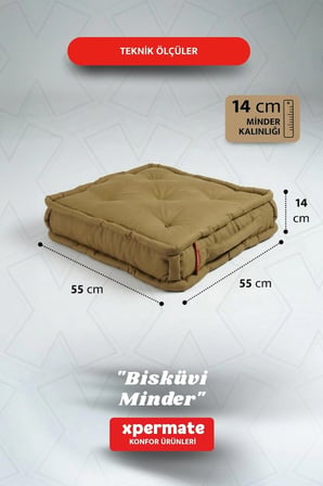 XPERMATE Bisküvi Minder Petek Önü Palet Üstü Minderi Fransız Minder Bank ve Bahçe Minderi 55x55x14 cm Kahverengi