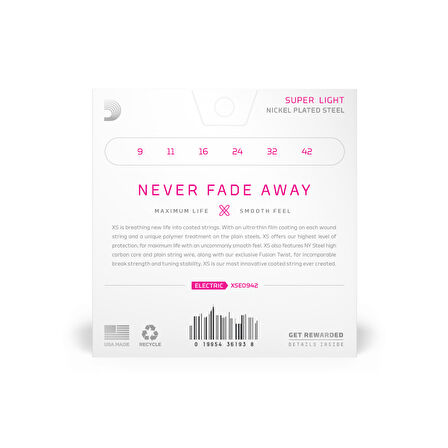 DADDARIO XSE0942 ELEKTRO GİTAR TEL SETİ, XS, 09-42, SUPER LIGHT COATED