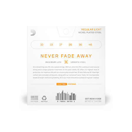 DADDARIO XSE1046 ELEKTRO GİTAR TEL SETİ, XS, 10-46, REGULAR LIGHT COATED