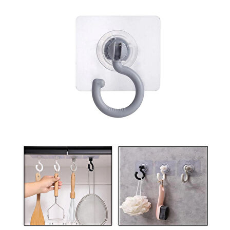 Microcase  Yapışkanlı 360° Döner Başlıklı Çok Amaçlı  Banyo Mutfak Eşya Vb. Kanca Askılık- BEYAZ AL4942 1 Adet