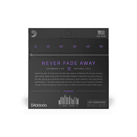 DADDARIO XTABR1152 AKUSTİK GİTAR TEL SETİ, 80/20 CUST LIGHT