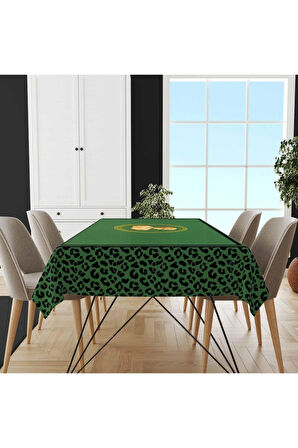 Yeşil Büst Detaylı Masa Örtüsü  (İnce Keten Uluslararası Yıkama ve Solmama Sertifikası)