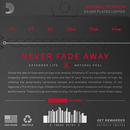 DADDARIO XTC45FF KLASİK GİTAR TEL SETİ, COATED, NORMAL TENSION