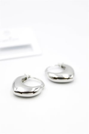 Oval Halka Küpe - Gümüş