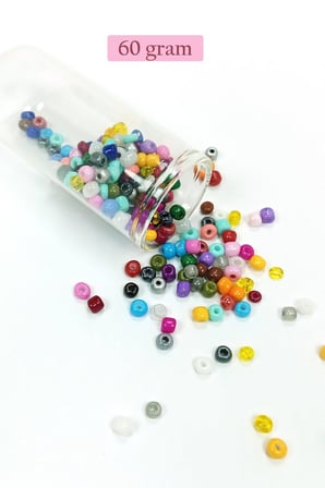 Dökme Cam Kum Boncuk Büyük Boy (6/0) 4 mm - 60 Gram - Karışık Renkli - BNC132