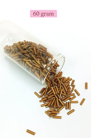 Uzun Boru Kesme Boncuk Çap 2mm Uzunluk 10 mm - 60 Gram - Gold - BNC287