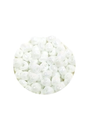 Dökme Cam Kum Boncuk Büyük Boy (6/0) 4 mm - 20 Gram - Kar Beyaz - BNC073