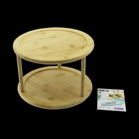 2 Katlı Bambu Döner Sunumluk 24.5 cm