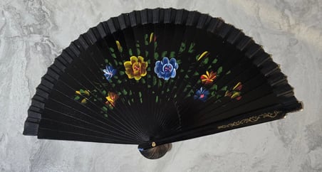 Bambu Çift Taraflı Siyah Yelpaze 12'li Paket
