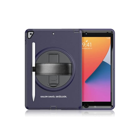 Apple Uyumlu İpad 10.2 (7.nesil) Kılıf Hand Strap Tablet Kılıfı - Lacivert