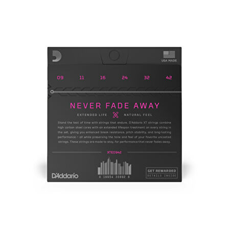 DADDARIO XTE0942 ELEKTRO GİTAR TEL SETİ, XT, 09-42, SUPER LIGHT COATED