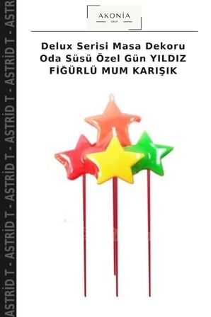Delux Serisi Masa Dekoru Oda Süsü Özel Gün YILDIZ FİĞÜRLÜ MUM KARIŞIK