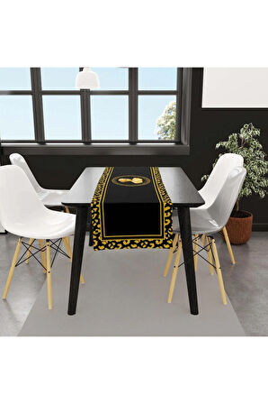 Siyah Büst Detaylı Runner 140x45cm (İNCE KETEN, ULUSLARARASI YIKAMA VE SOLMAMA SERTİFİKASI)