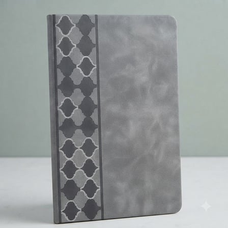 Özel Üretim Sunum Defteri Günlük Ajanda Çizgili Notluk Gri Renk Termo Deri Desenli Defter
