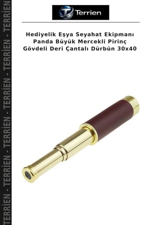 Hediyelik Eşya Seyahat Ekipmanı Panda Büyük Mercekli Pirinç Gövdeli Deri Çantalı Dürbün 30x40