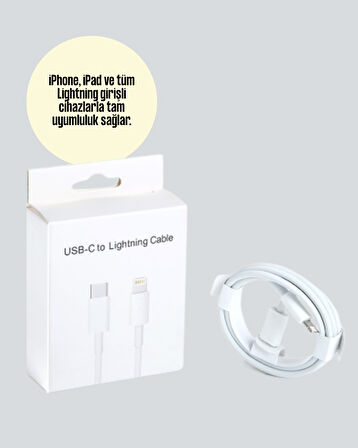 30W Type-C Lightning Hızlı Şarj Kablosu 1.2m iPhone Uyumlu