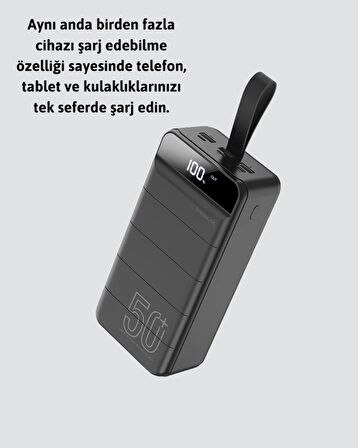 Ultra Güçlü 50.000 mAh Powerbank – LED Ekranlı, Çoklu Bağlantı Seçenekli, Akıllı Koruma Sistemli Şarj Ünitesi
