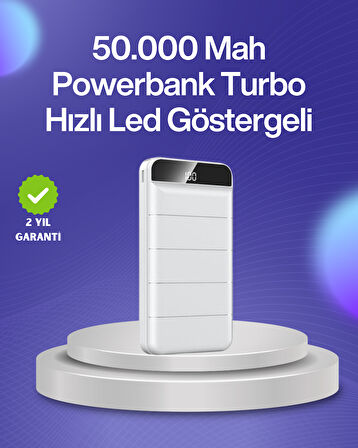 4 Cihazı Aynı Anda Şarj Edebilen Güçlü Powerbank 50000 mAh