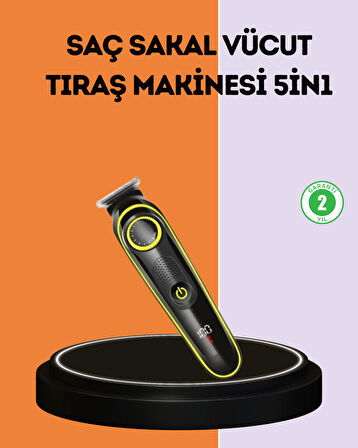 LED Ekranlı Şarjlı Saç ve Sakal Kesme Makinesi Erkek Bakım Cihazı Çok Başlıklı Set