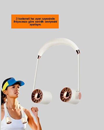 Boyun Askılı Katlanabilir Fan 1000 mAh USB Şarjlı Taşınabilir
