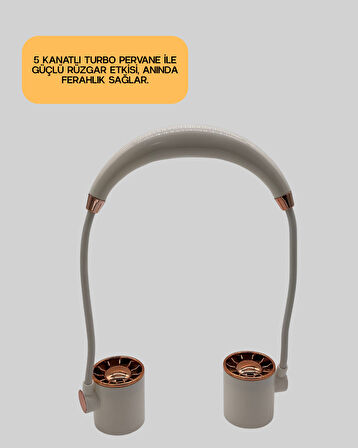 USB Şarjlı Katlanabilir Mini Boyun Fanı 1–3 Saat Kullanım