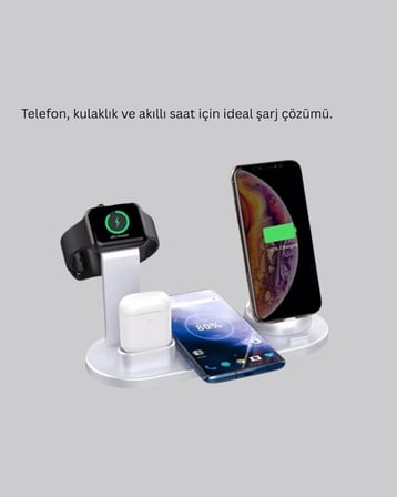 Qi Destekli Tüm Cihazlarla Uyumlu Kablosuz Şarj Ünitesi -