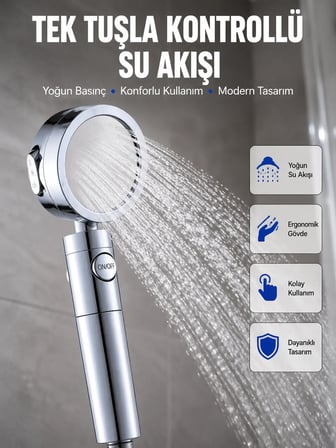 Masaj ve Yağmur Modlu Su Tasarruflu Duş Başlığı