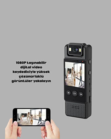Gece Görüşlü Döngüsel Kayıt Destekli Mini Kamera