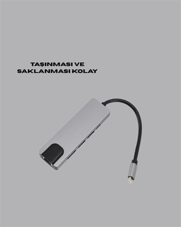 Seyahat Dostu 8 İn 1 Hub Şarj & Veri & Video & Ağ İçin Eksiksiz Çözüm Kopya Diğer