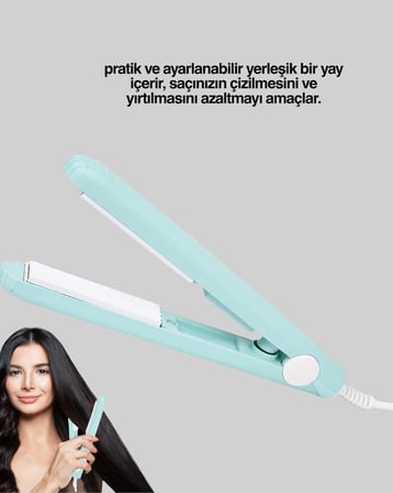 Hafif ve Taşınabilir Seramik Kısa Saç Maşası – Seyahate Uygun Ergonomik ve Güvenli Tasarım -