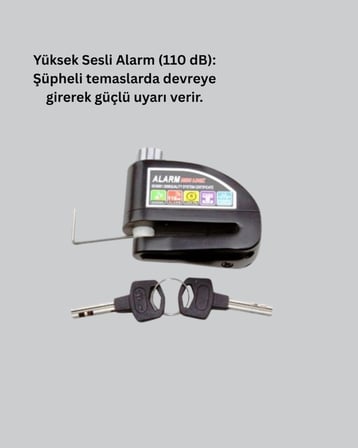 Alarm Sensörlü Disk Kilidi Motosiklet Scooter Bisiklet Güvenlik -