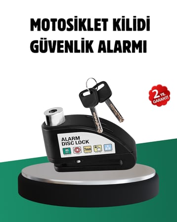 Titreşim Sensörlü Alarm Disk Kilidi Motosiklet Scooter Bisiklet -