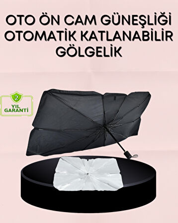 UV Korumalı Şemsiye Tipi Oto Güneşliği - Geniş Araç Uyumu