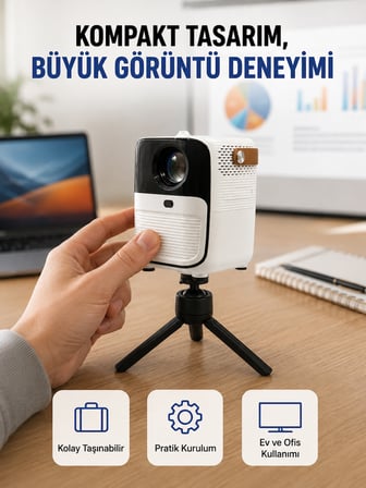Android Sistemli Mini Projektör – Uygulama Destekli Akıllı Kullanım Yeni Nesil -