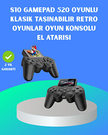 2.4 İnç Ekranlı 500 Oyunlu Taşınabilir Retro Oyun Konsolu, Şarjlı El Tipi Mini Oyun Makinesi, TV Bağlantılı Klasik Oyun Cihazı