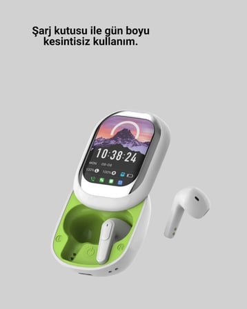 Kayar Kapaklı Şarj Kutusu Ve Dokunmatik Ekranlı Bluetooth Stereo Kulaklık -