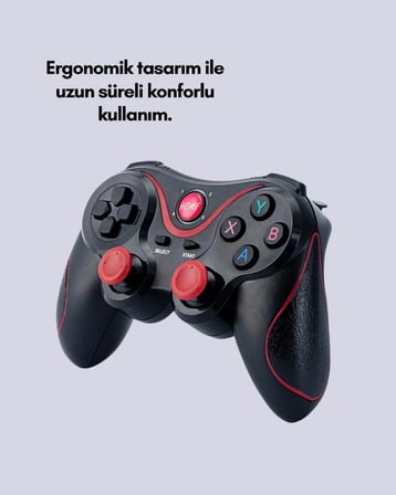 Ergonomik Tasarımlı Kablosuz Bluetooth Gamepad Titreşimli