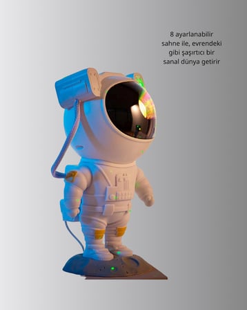 Astronot Yıldız Projeksiyon Lambası 8 Efektli Uzaktan Kumandalı Gece Işığı -