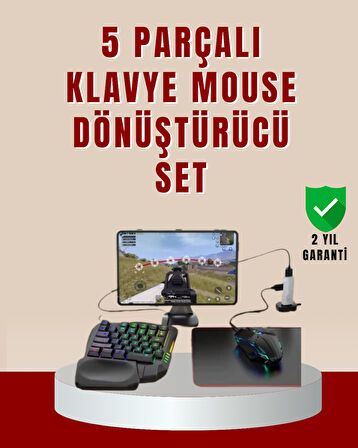5’i 1 Arada Mobil Oyun Seti Klavye Mouse Dönüştürücü iOS & Android