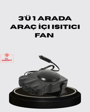 Araç İçi Isıtıcı ve Fan 3’ü 1 Arada 12V Çakmak Girişli ve Hızlı Isınma Özellikli